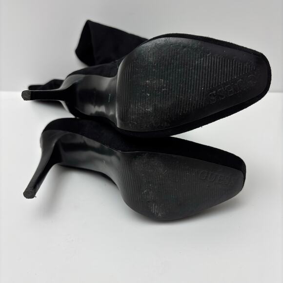 Guess Black Suede Knee High Stretchy Slouchy Stiletto Heel Boots Size 7.5 - Picture 6 of 11